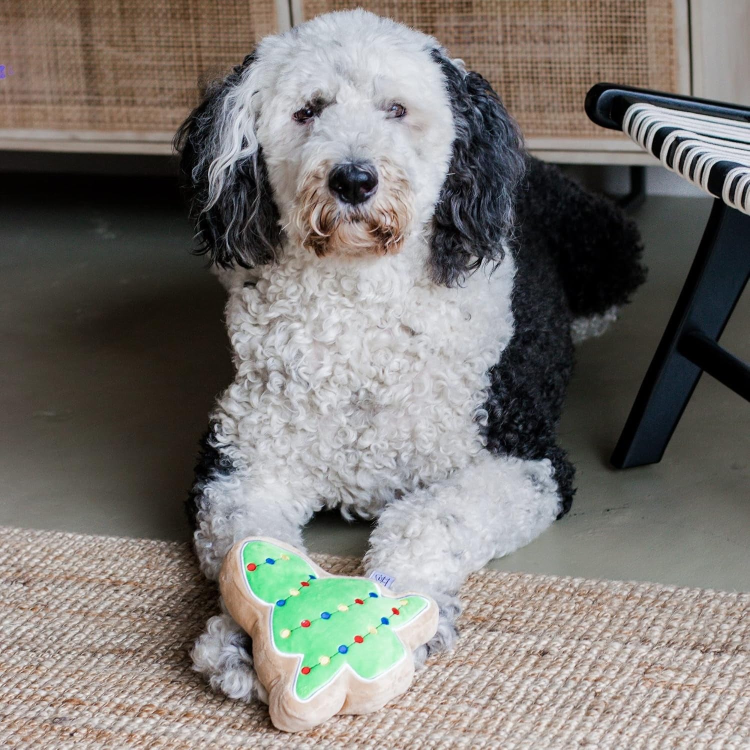 Christmas Sugar Cookie Plush Dog Toy (Christmas Tree, Large)- Squeaky Holiday Pet Gift Toy