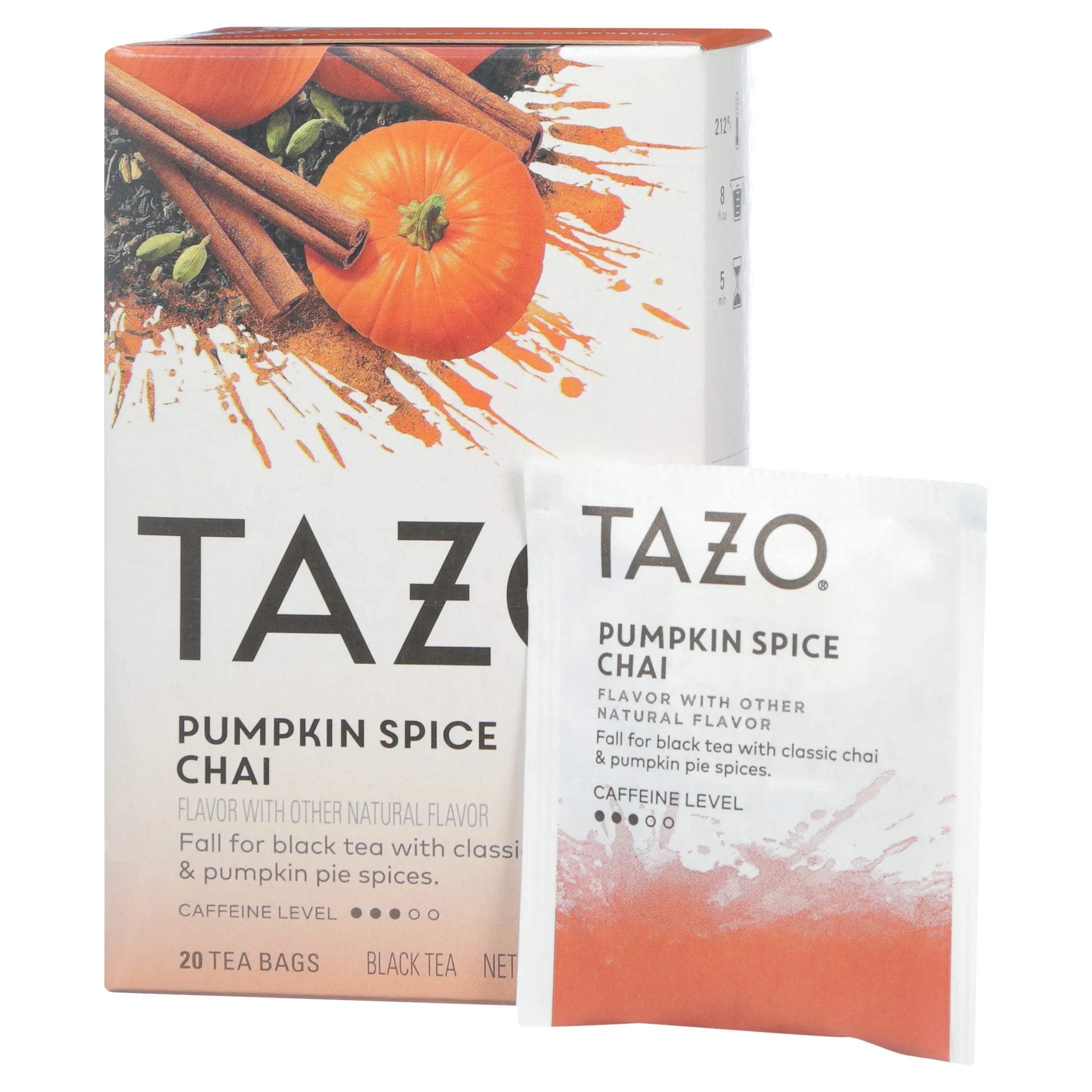 Pumpkin Spiced Chai Black Tea, Caffeinated, Tea Bags 20 Count Box