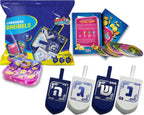 Hanukkah Dreidels - Blue and White Wooden Dreidel - 10 Pack Medium - Hand Painted - Game Instructions Included