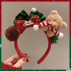 Christmas Decoration Christmas Headband Santa Elk Hair Hoop Antlers Headband Party Dress up Reindeer Bow Red Hair Band