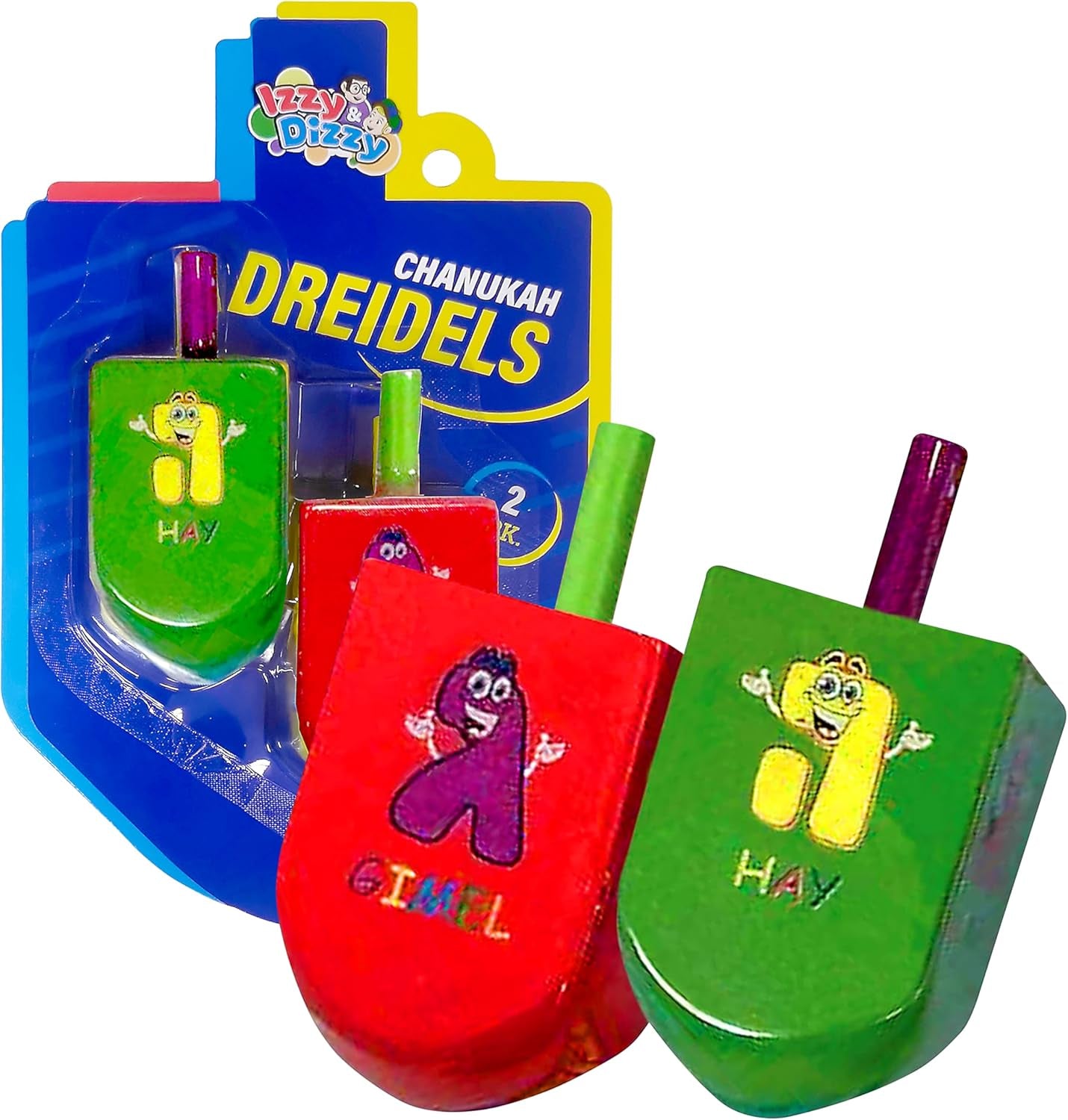 Extra Large Character Print Wooden Dreidel (2pcs)