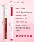 Lip Stain Liner Pen-Hydrating Lip Tint Stain Lip Makeup Tattoo Pencil,Matte Color Look,Longlasting Waterproof Lipstain Lipgloss,Precise Chisel Tip Smooth,Thanksgiving Makeup Gift for Women-01+03+06
