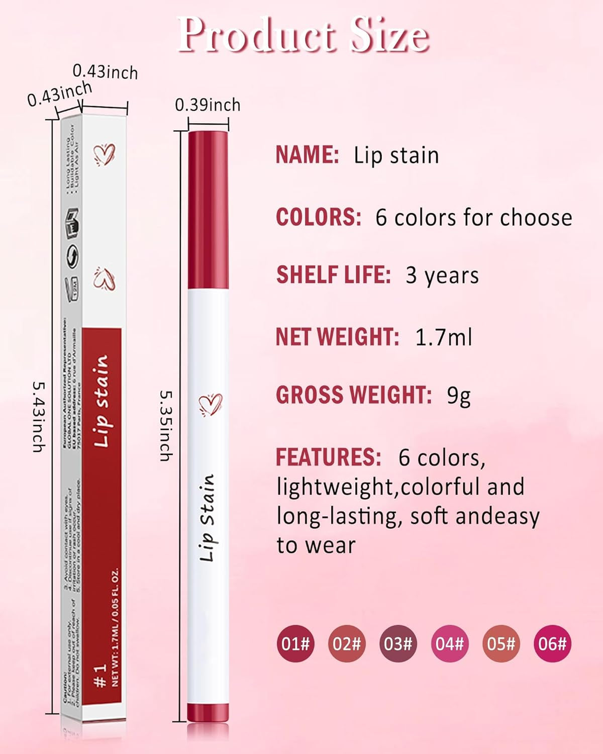 Lip Stain Liner Pen-Hydrating Lip Tint Stain Lip Makeup Tattoo Pencil,Matte Color Look,Longlasting Waterproof Lipstain Lipgloss,Precise Chisel Tip Smooth,Thanksgiving Makeup Gift for Women-01+03+06