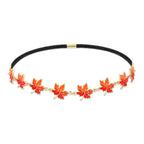 Fall Headband Thanksgiving Headband for Women Autumn Maple Leaf Hair Accessories Stretch Hairband Headpieces for Women Fall Holiday Party Decoration(Maple Leaf)
