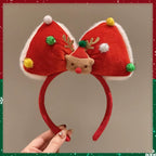 Christmas Decoration Christmas Headband Santa Elk Hair Hoop Antlers Headband Party Dress up Reindeer Bow Red Hair Band