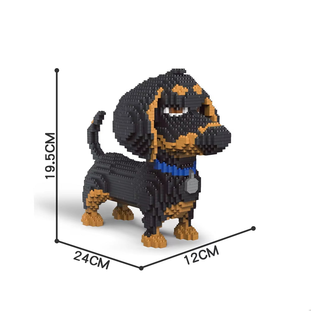 Dachshund Dog Model Micro Mini Building Blocks Set Educational Recreation Toys Pet Lover Gift Decoration Bricks