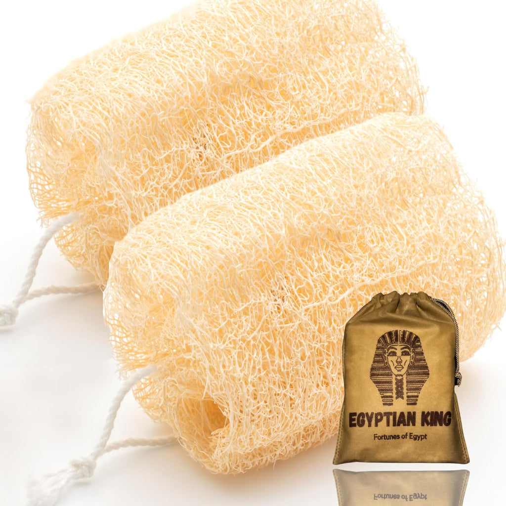 2 Natural Egyptian Loofahs Exfoliating Scrubber for Shower, Natural Loofah Sponge Body Scrubber, Deep Clean & Invigorate Your Skin, for Men and Women