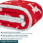 Christmas Blanket Holiday Theme Print Warm Sherpa Fleece Throw Sofa Couch Bed