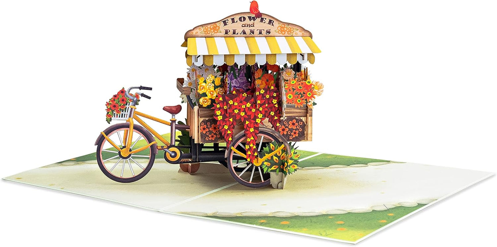 3D Flower Bike Pop up Card, Handmade Fall Greeting Cards for Autumn, Birthday, Thanksgiving, Halloween, Thinking of You, All Occasion or Just Because | 5" X 7" Includes Envelope and Note