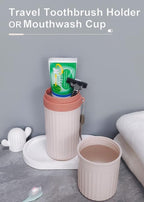 Toothbrush Travel Case, Pink Travel Toothbrush Cup Holder for Toothbrush and Toothpaste, Portable Travel Toothbrush Container for Traveling Camping Business School