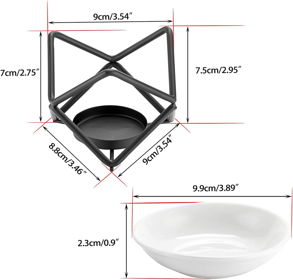 Euro Metal Oil Burner Wax Warmer, Delicate Romantic Ceramic Tealight Candle Holder Oil Burner, Fragrance Warmer Aromatherapy Wax Candle Tart Burner Warmer Diffuser for Home Bedroom Décor