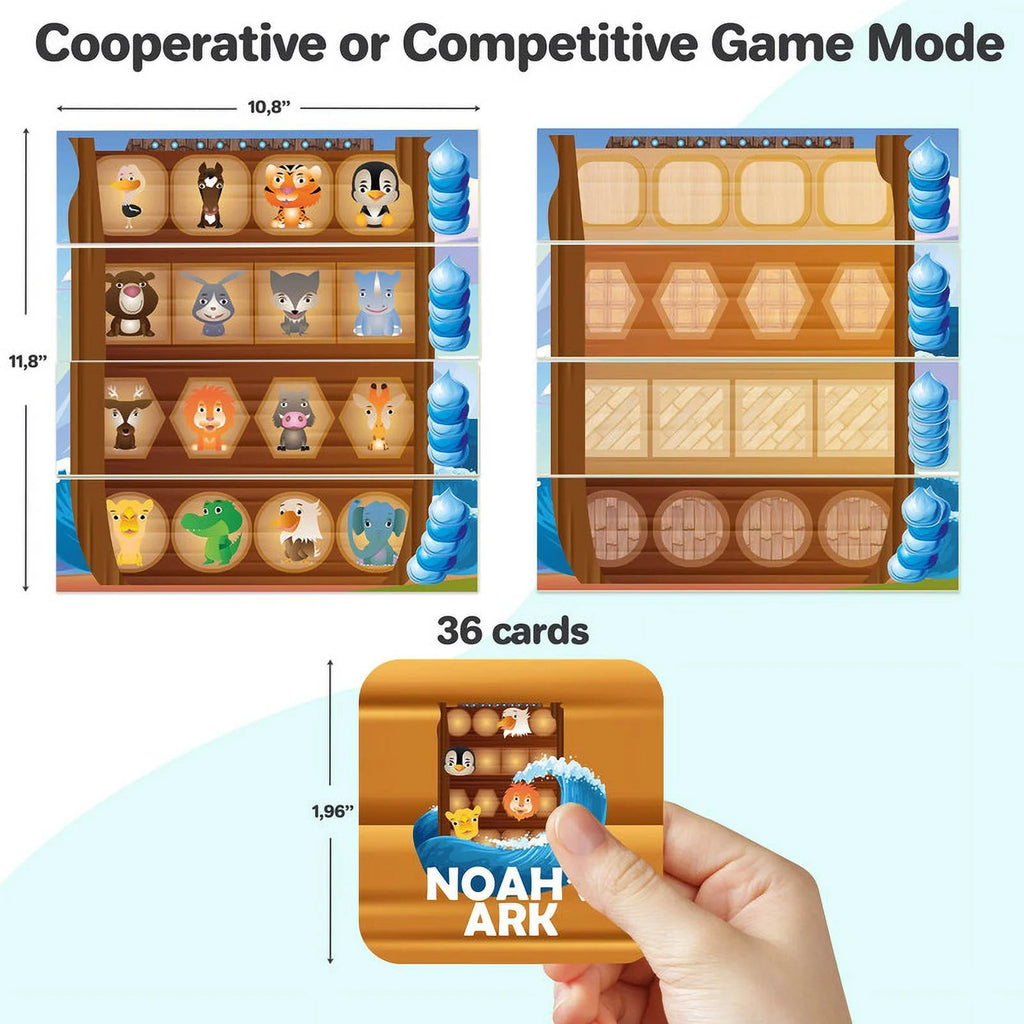 3X Set Bible Games for Kids 4-6 - Board Bingo Game - Bible Trivia for Family - Noah Ark Toy