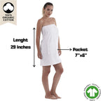 C&B Women'S Wrap Towel - 100% Organic Turkish Cotton Adjustable for Spa Gym Pool W Pocket (White)