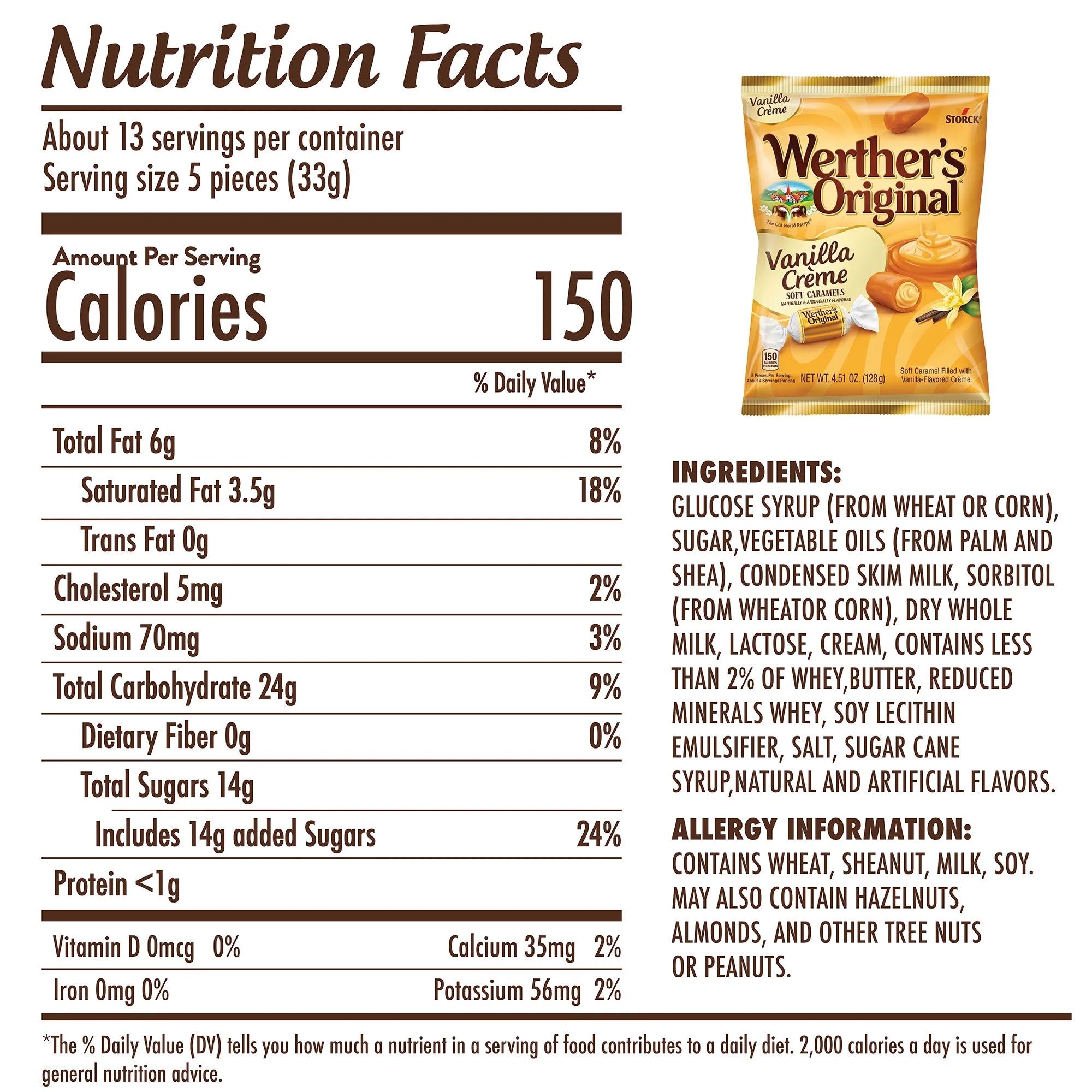 Soft Vanilla Crème Caramel Candy, 4.51 Oz Bag Storck