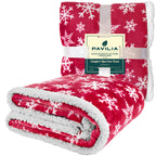 Christmas Blanket Holiday Theme Print Warm Sherpa Fleece Throw Sofa Couch Bed