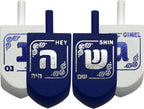 Hanukkah Dreidels - Blue and White Wooden Dreidel - 10 Pack Medium - Hand Painted - Game Instructions Included