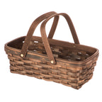 Woodchip Storage Basket with Handles, Dark Brown, 6.5"W X 12"L X 3.94"H