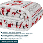 Christmas Blanket Holiday Theme Print Warm Sherpa Fleece Throw Sofa Couch Bed