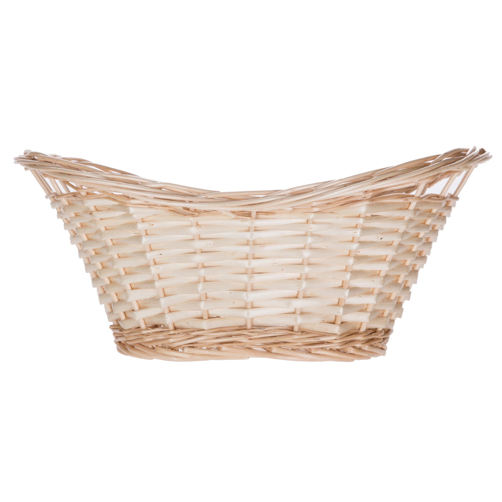 Decorative Oval Split Willow Basket with Cutout Handles, 16.14” L X 11.42” W X 7.08” H