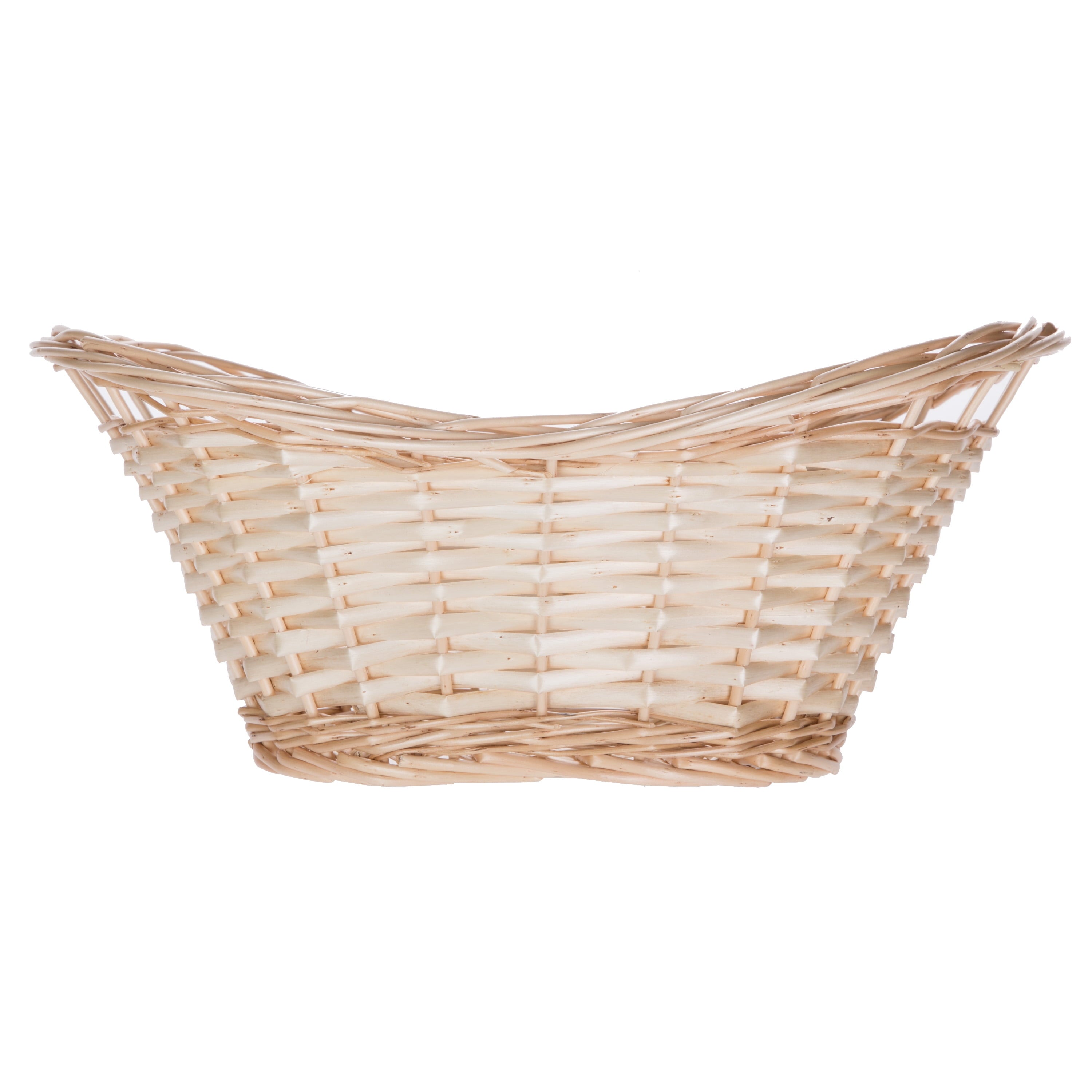 Decorative Oval Split Willow Basket with Cutout Handles, 16.14” L X 11.42” W X 7.08” H