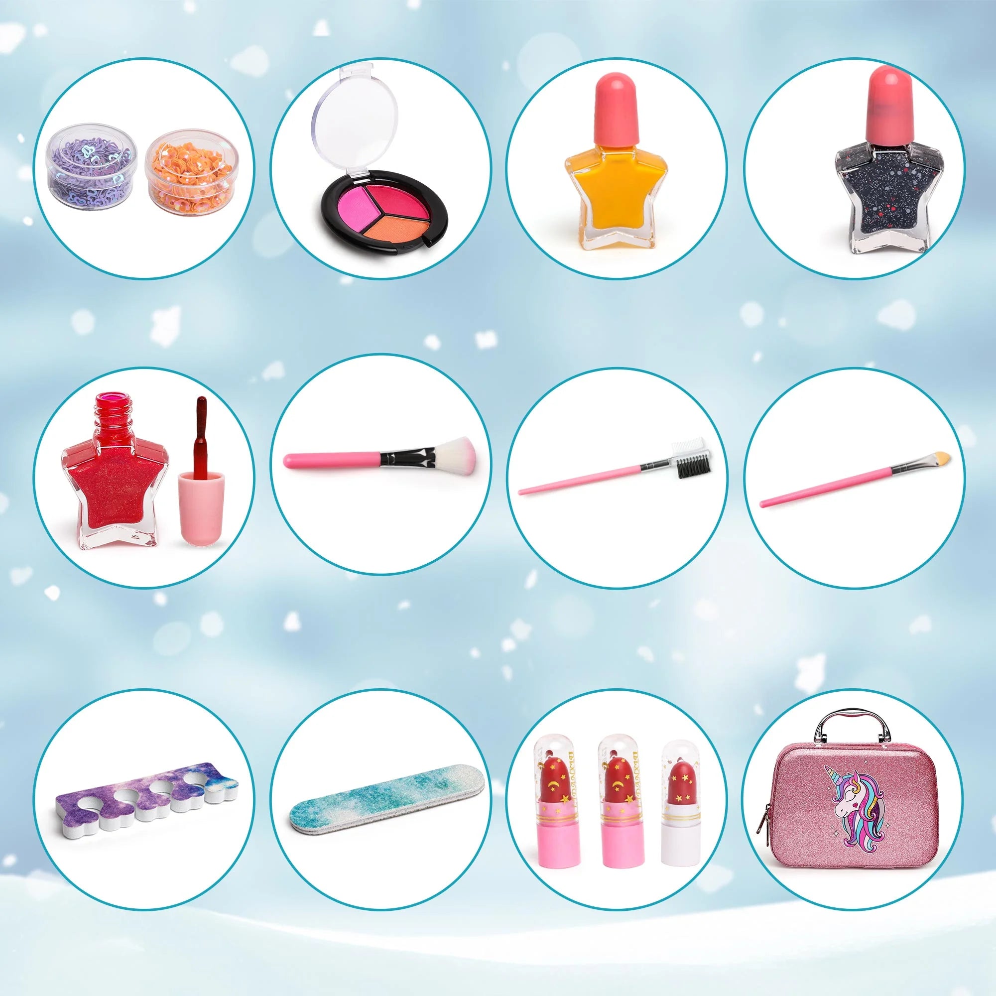 Pretend Makeup Kit for Girls, with Cosmetic Bag for Birthday Christmas, Toy Makeup Set for Toddler, Little Girls Age 3+