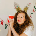 Christmas Headband Christmas Tree Hair Bands Glitter Gold Sequins Christmas Tree with Small Bell Design Headbands Holiday Party Gift for Women Girl Festival Hair Decoration Accessory