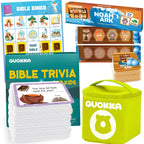 3X Set Bible Games for Kids 4-6 - Board Bingo Game - Bible Trivia for Family - Noah Ark Toy