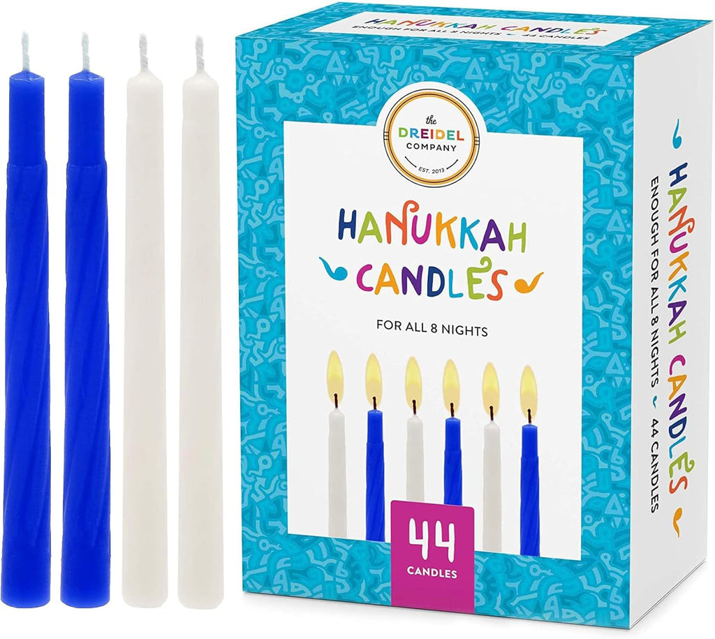 Menorah 44 White and Blue Hanukkah Candles for All 8 Nights of Chanukah (Single)
