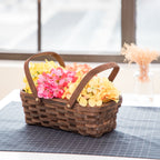 Woodchip Storage Basket with Handles, Dark Brown, 6.5"W X 12"L X 3.94"H