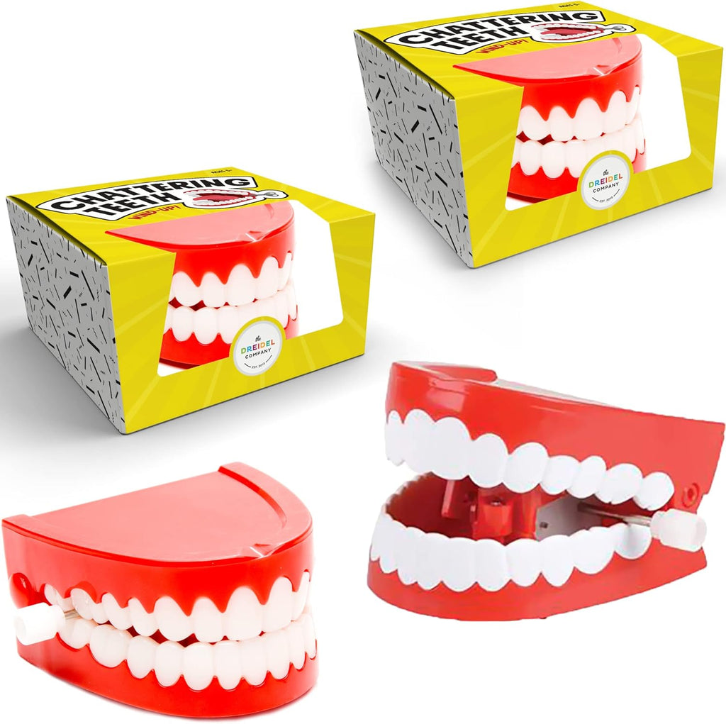 Wind up Teeth Chomping & Chattering Teeth Toys for Kids Birthday Party Favors, Novelty and Gag Gifts, 2.5" Inches (2-Pack)