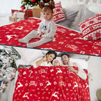 Christmas Blanket Holiday Theme Print Warm Sherpa Fleece Throw Sofa Couch Bed