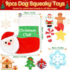 9 Pack Christmas Stocking Dog Toys, Xmas Toys Gift for Puppies Small Large Dogs