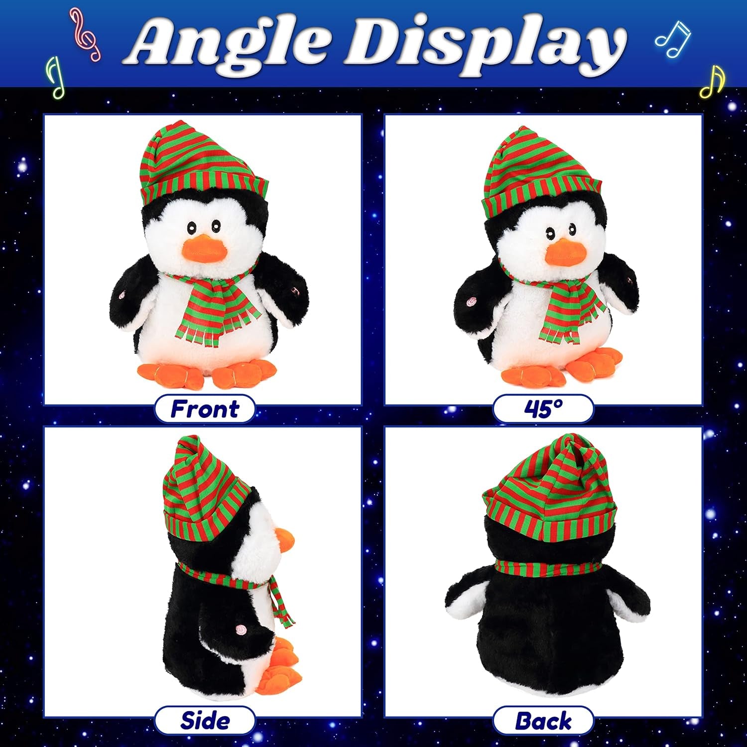 Light-Up Singing Plush Penguin LED Musical Stuffed Animal Adjustable Volume Lullaby Plushies Birthday Christmas Toy Gifts for Kids Toddler Girls, 11"