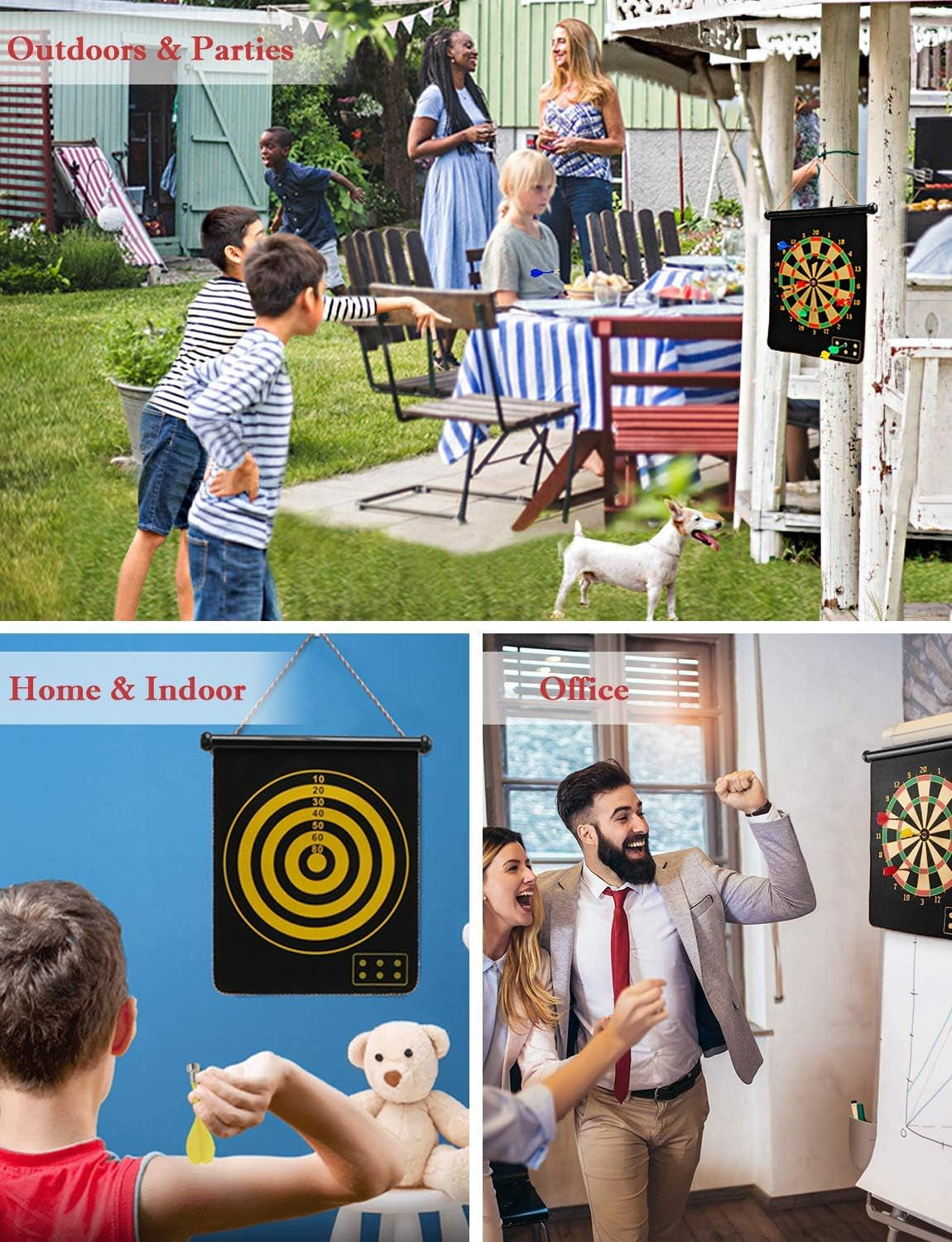 Magnetic Dart Board for Kids and Adults, Double Sided Board Games with 15Pcs Magnetic Darts, Boy Gifts Dartboard Toys Gift for Age 6 7 8 9 10 11 12 Year Old Boys