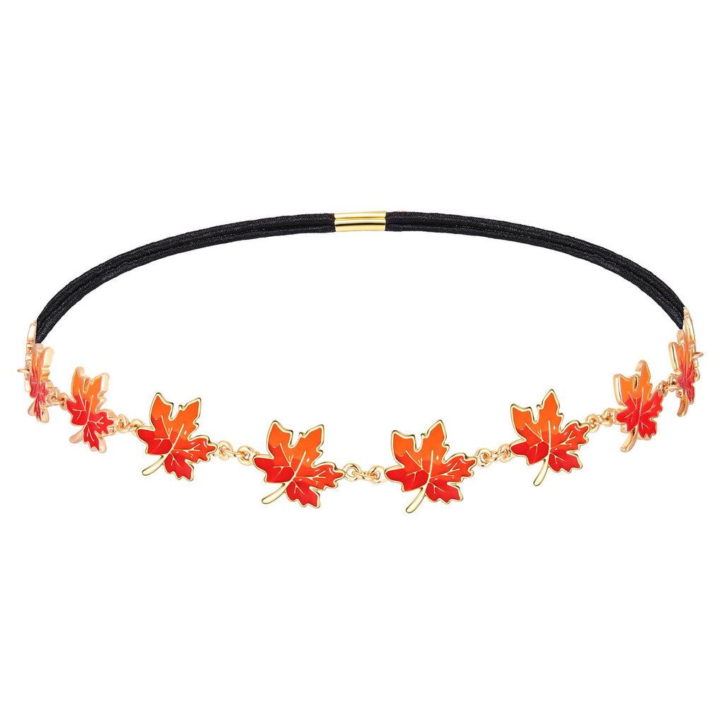Fall Headband Thanksgiving Headband for Women Autumn Maple Leaf Hair Accessories Stretch Hairband Headpieces for Women Fall Holiday Party Decoration(Maple Leaf)