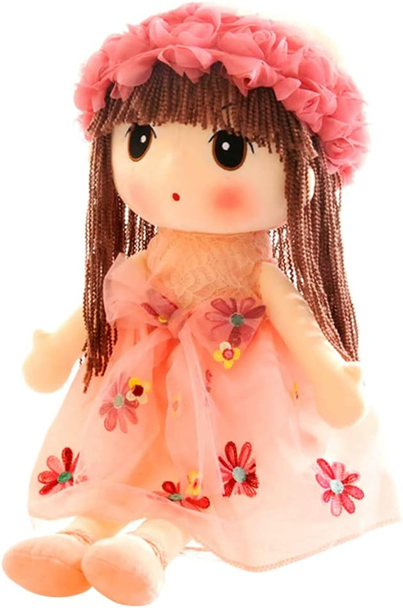 Soft Baby Doll with Clothes, Kawaii 17.7 Rag Doll Ragdoll Stuffed Plush Girl Toy Doll with Hat Skirt Handmade Princess Plush Toy Baby Girls Sleeping Partner Doll Xmas Birthday Gift