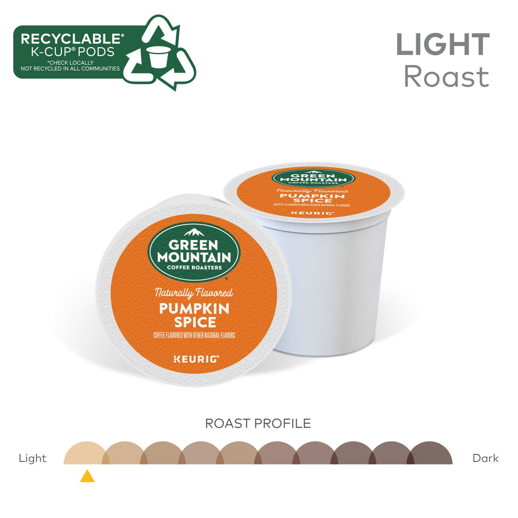 Green Mountain Coffee Roasters Pumpkin Spice Coffee, K-Cups, Light Roast, 24