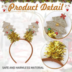 Christmas Headband Christmas Tree Hair Bands Glitter Gold Sequins Christmas Tree with Small Bell Design Headbands Holiday Party Gift for Women Girl Festival Hair Decoration Accessory