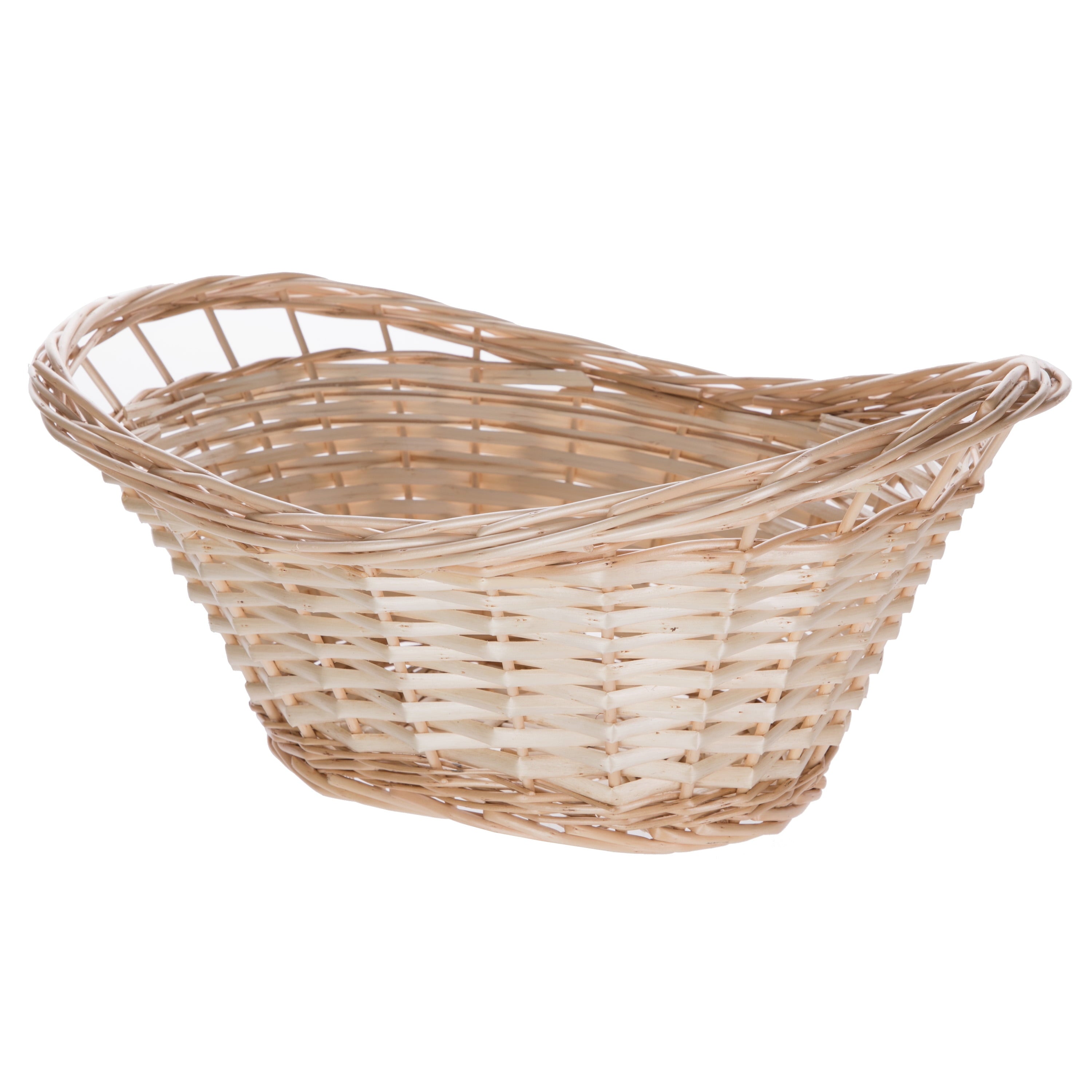 Decorative Oval Split Willow Basket with Cutout Handles, 16.14” L X 11.42” W X 7.08” H