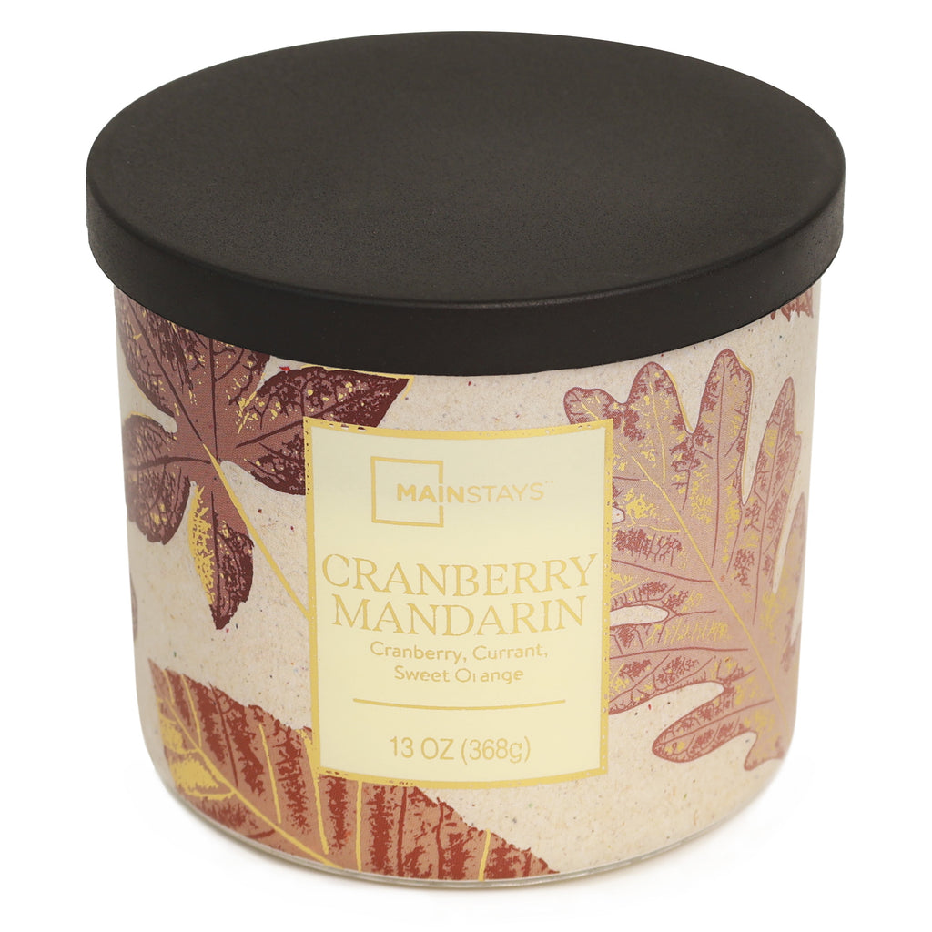 3-Wick Cranberry Mandarin with a Leaf Design, 13-Ounce