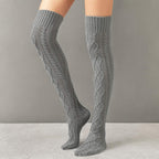Women'S Cable Knit Thigh High Boot Socks Extra Long Winter Stockings Leg Warmers