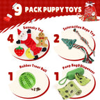 Christmas Dog Toys, Puppy Chew Toy for Teething and Training with Gift Bag, Tough Xmas Gift Plush Squeaky Toy for Small Dogs