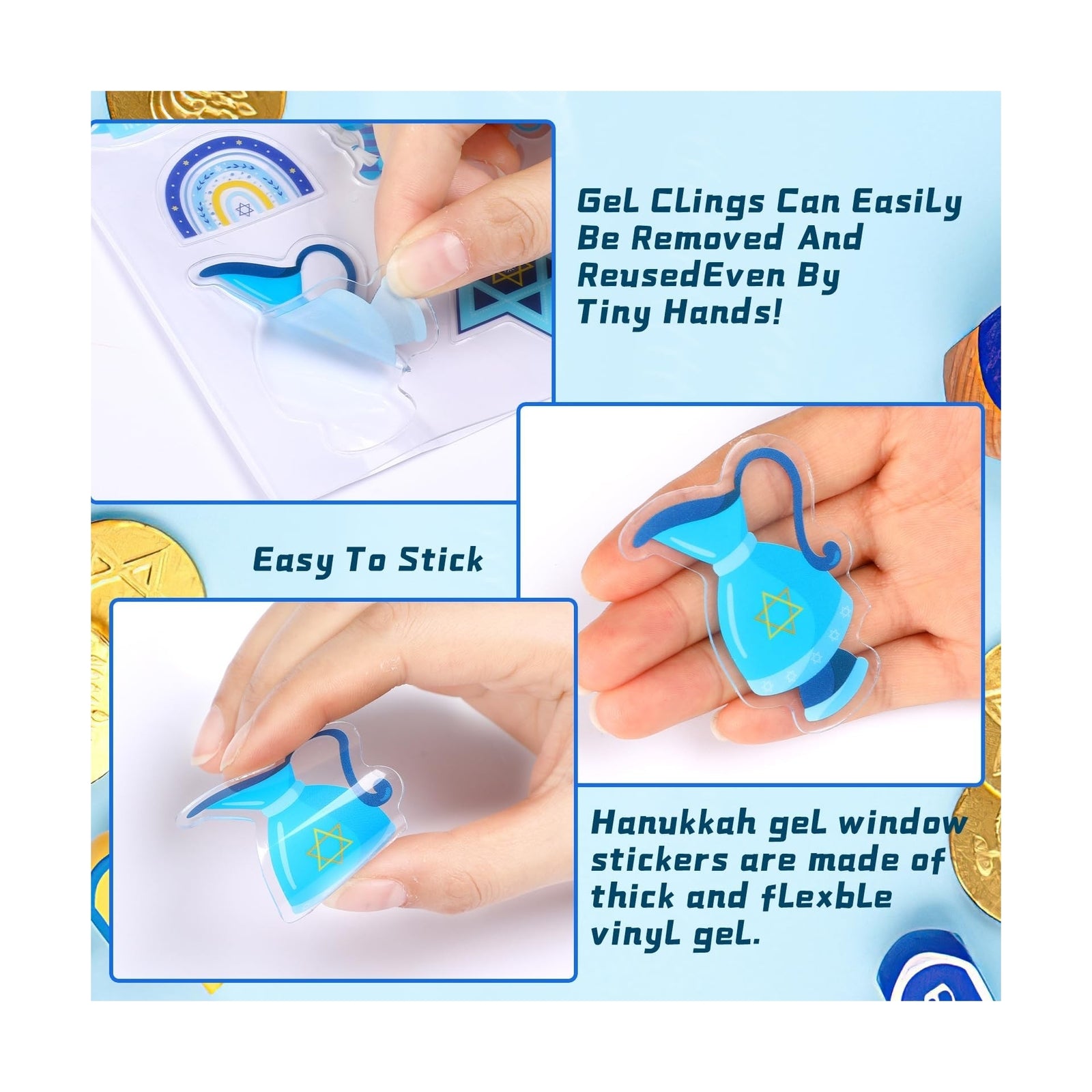 Hanukkah Decorations Window Gel Clings (50pcs)