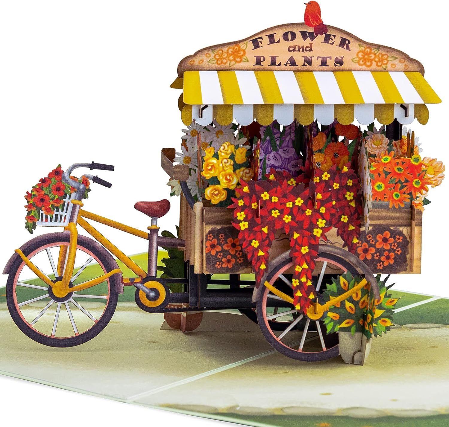 3D Flower Bike Pop up Card, Handmade Fall Greeting Cards for Autumn, Birthday, Thanksgiving, Halloween, Thinking of You, All Occasion or Just Because | 5" X 7" Includes Envelope and Note