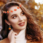 Fall Headband Thanksgiving Headband for Women Autumn Maple Leaf Hair Accessories Stretch Hairband Headpieces for Women Fall Holiday Party Decoration(Maple Leaf)