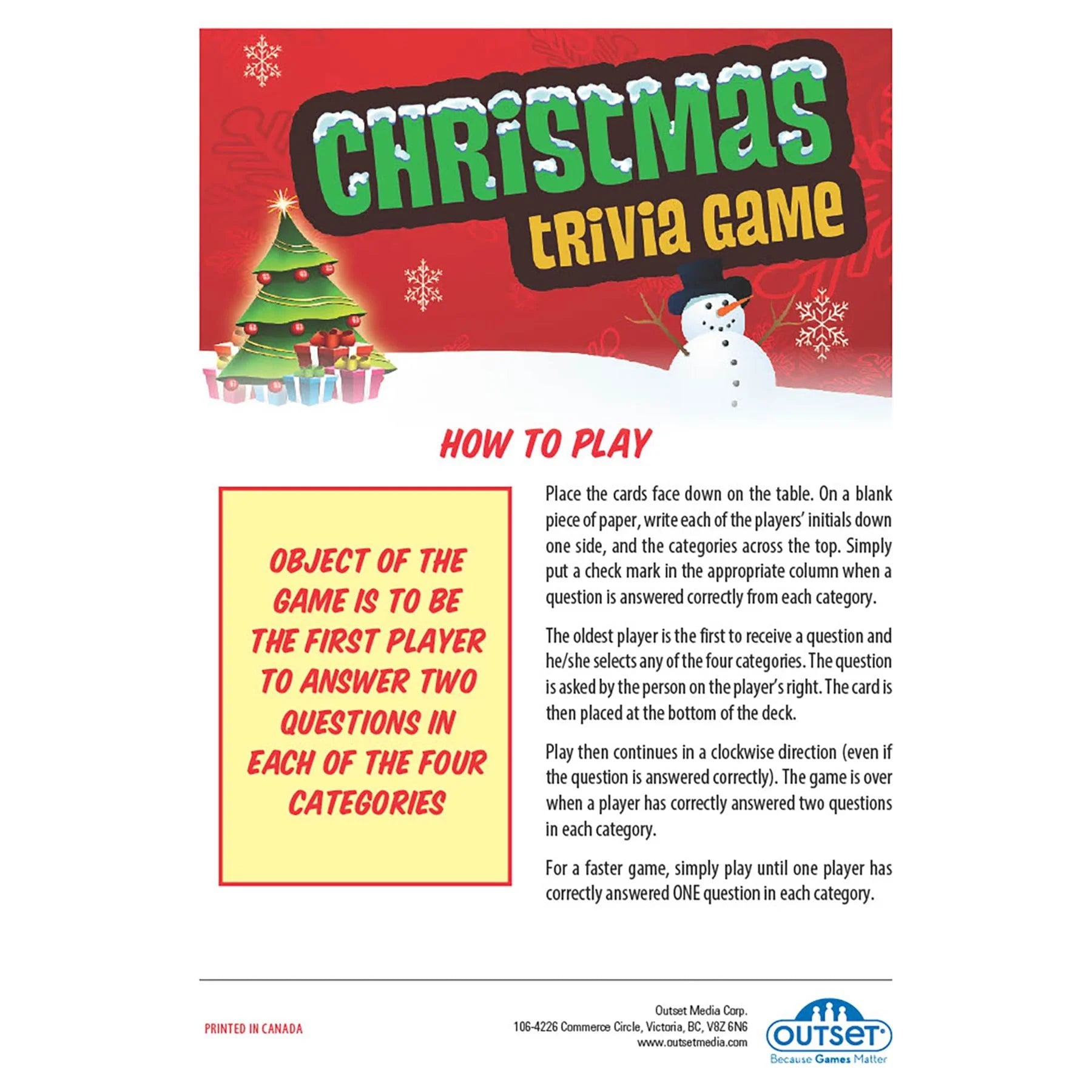 Christmas Trivia Game