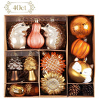 40Ct Shatterproof Fall Ornaments Orange Hanging Harvest Decor Thanksgiving Decorations with Hedgehogs Flowers for Harvest Holiday Party Gift
