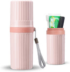 Toothbrush Travel Case, Pink Travel Toothbrush Cup Holder for Toothbrush and Toothpaste, Portable Travel Toothbrush Container for Traveling Camping Business School