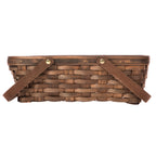 Woodchip Storage Basket with Handles, Dark Brown, 6.5"W X 12"L X 3.94"H