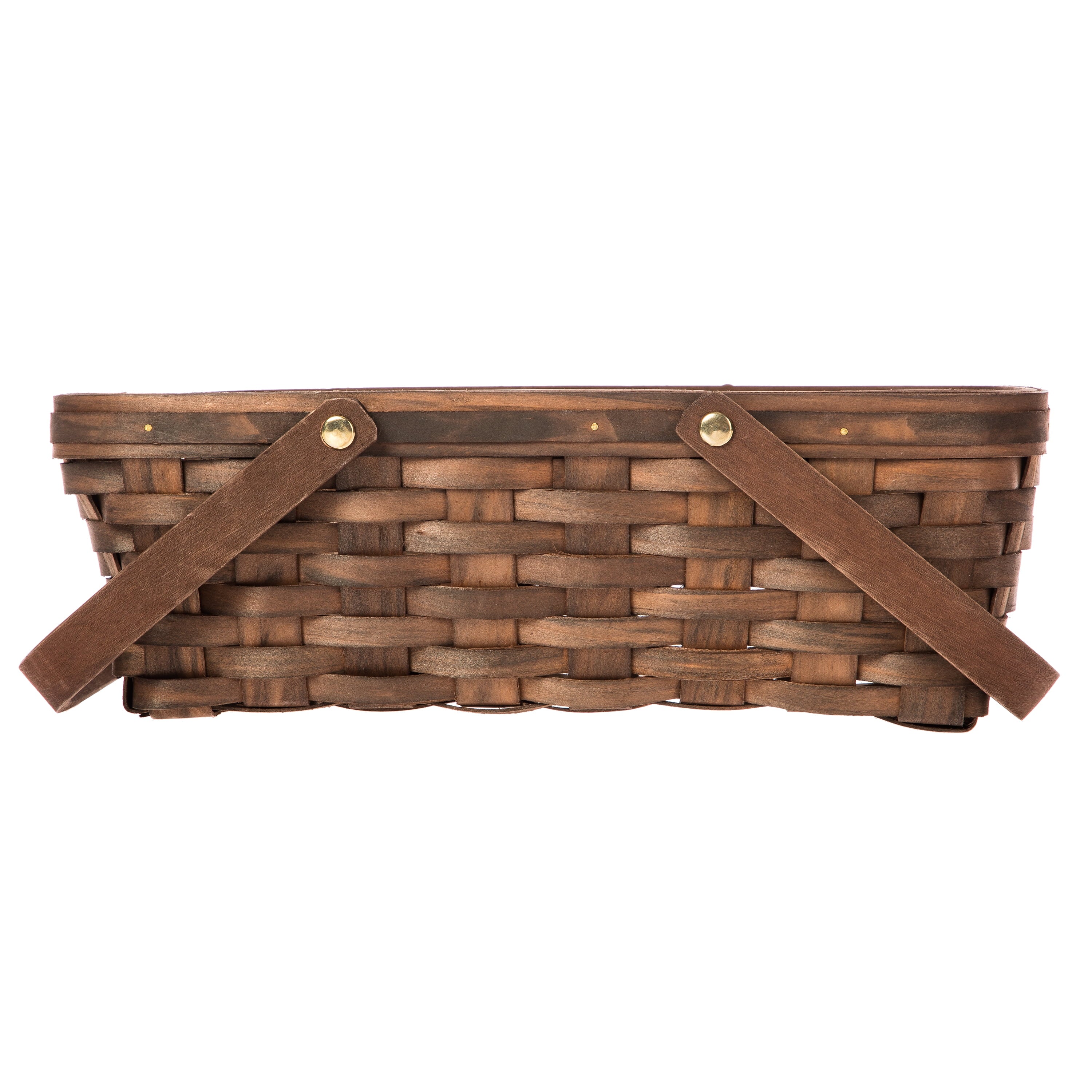 Woodchip Storage Basket with Handles, Dark Brown, 6.5"W X 12"L X 3.94"H